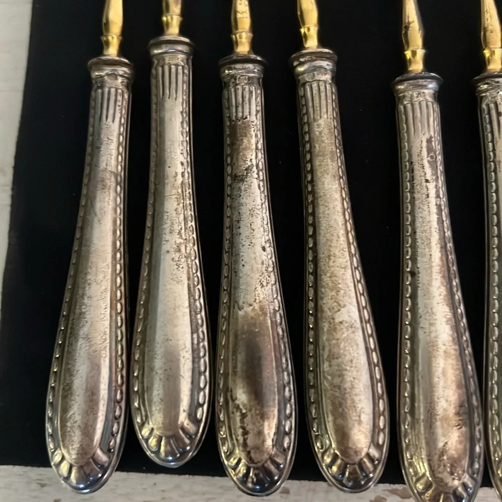Antique 800 silver crown hallmark silverware forks & knives 6” cutlery